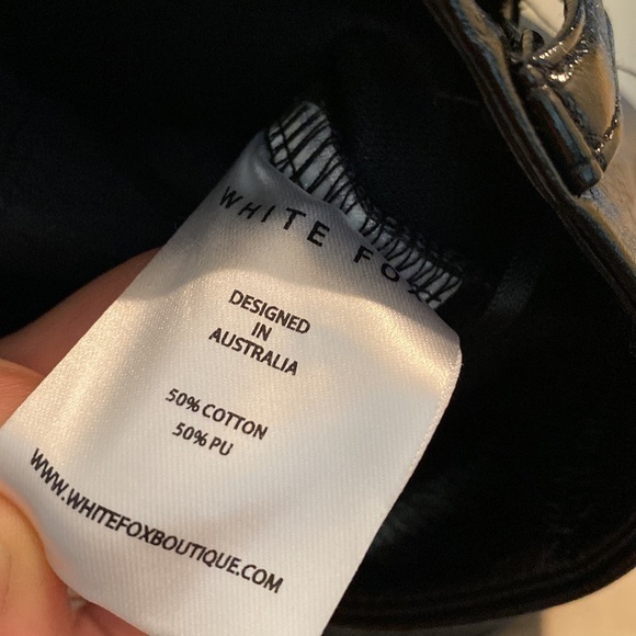 White fox shiny black faux leather pants - Picture 10 of 10